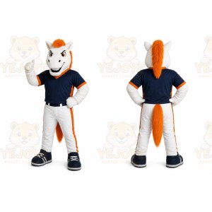 White Horse Mascot Costume with Custom Logo
