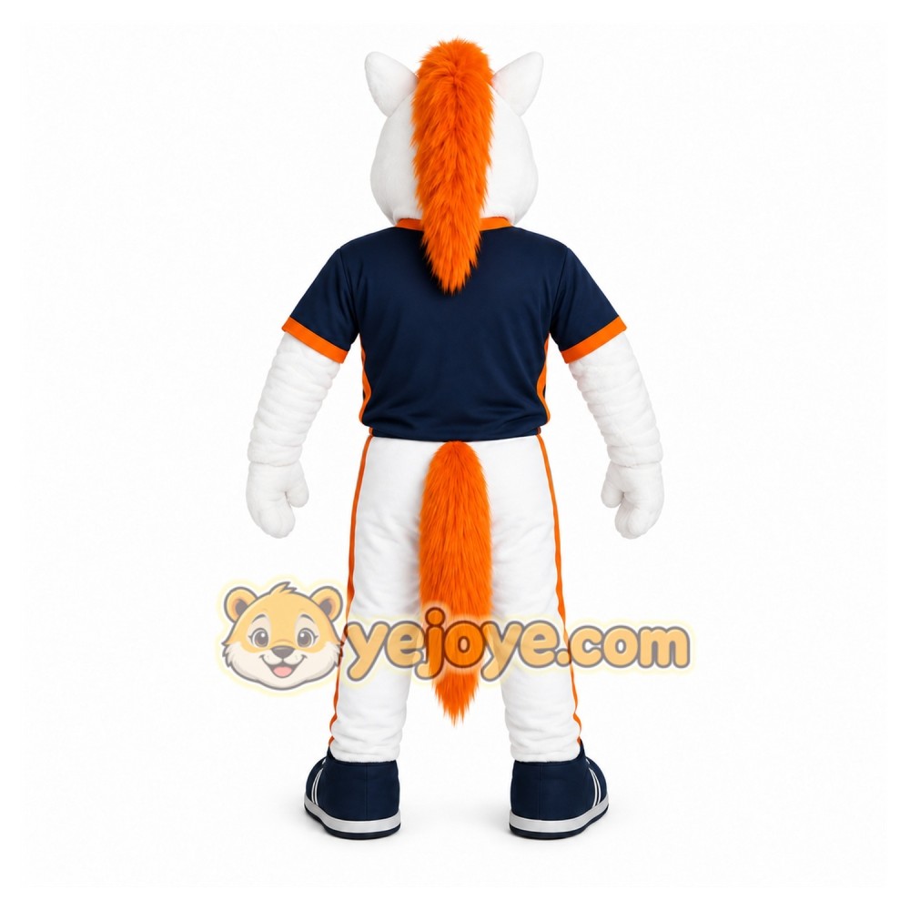 White Horse Mascot Costume with Custom Logo White Horse Mascot Costume with Custom Logo