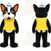 Black Dog Mascot Costume with Custom Logo
