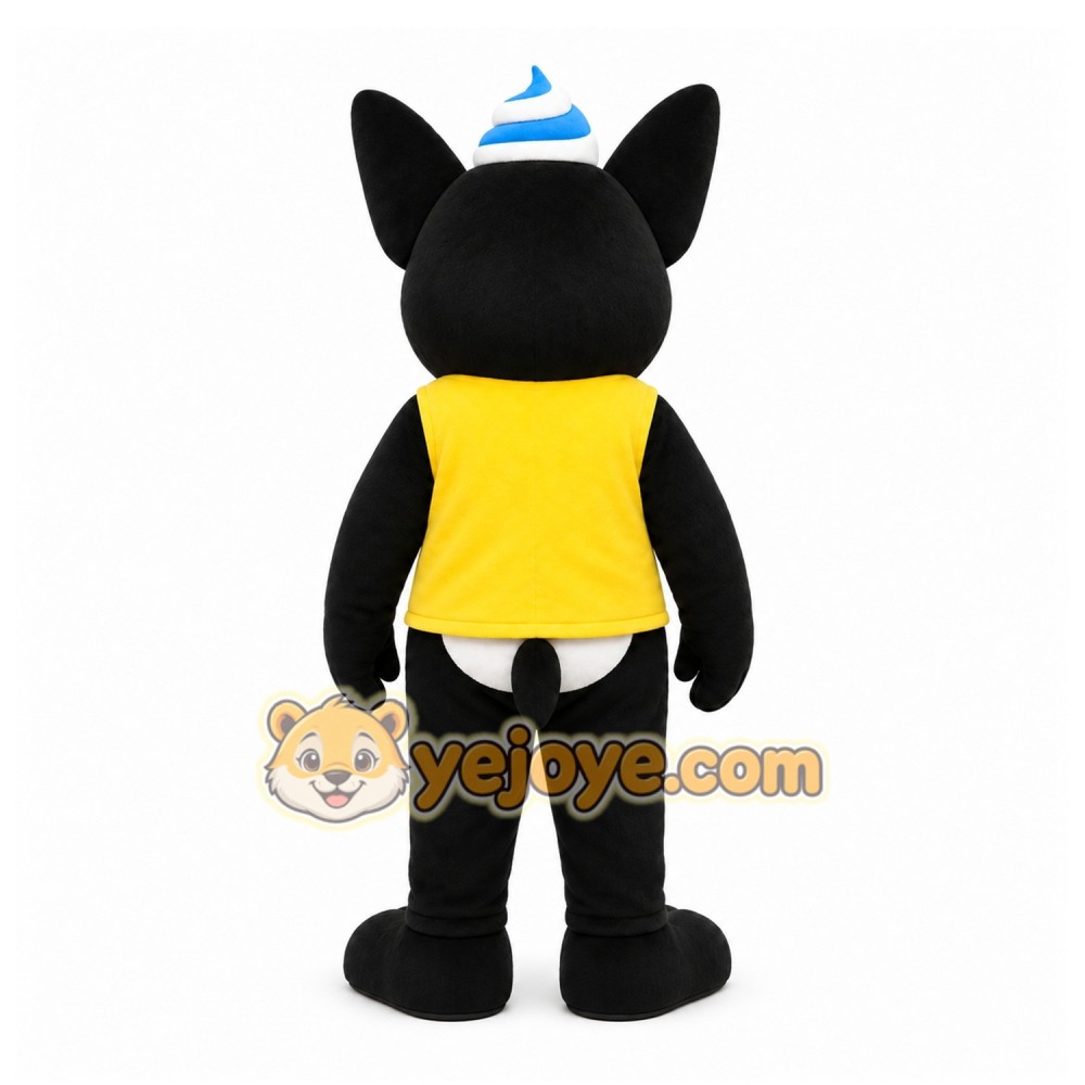 Black Dog Mascot Costume with Custom Logo