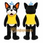 Black Dog Mascot Costume with Custom Logo