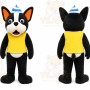 Black Dog Mascot Costume with Custom Logo