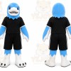 Blue Dolphin Mascot Costume with Custom Logo