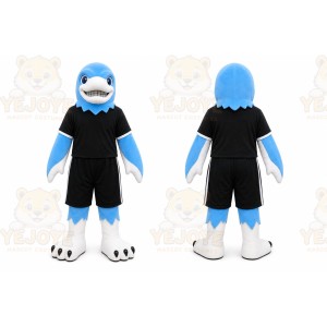 Blue Dolphin Mascot Costume with Custom Logo