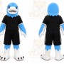 Blue Dolphin Mascot Costume with Custom Logo