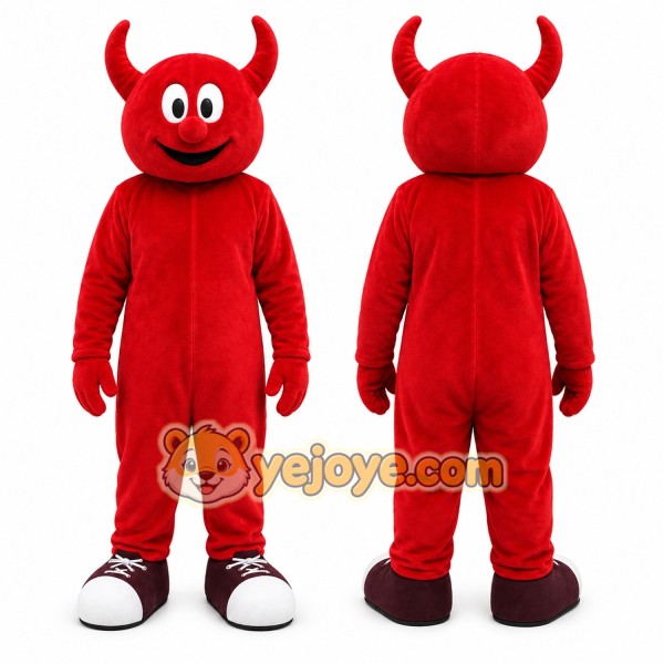 Red Devil Mascot Costume with Custom Logo