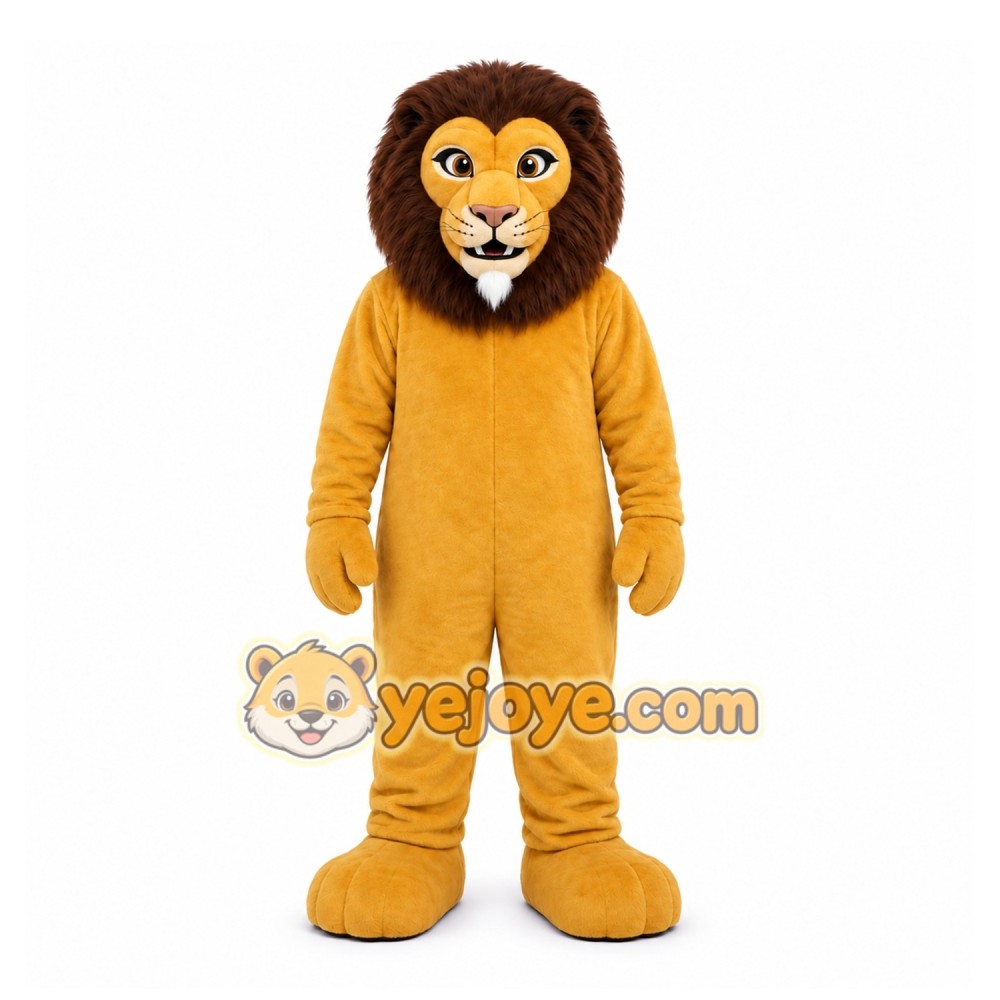 Tan Lion Mascot Costume with Custom Logo Tan Lion Mascot Costume with Custom Logo