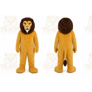 Tan Lion Mascot Costume with Custom Logo