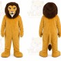 Tan Lion Mascot Costume with Custom Logo