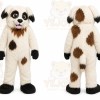 White Dog Mascot Costume with Custom Logo
