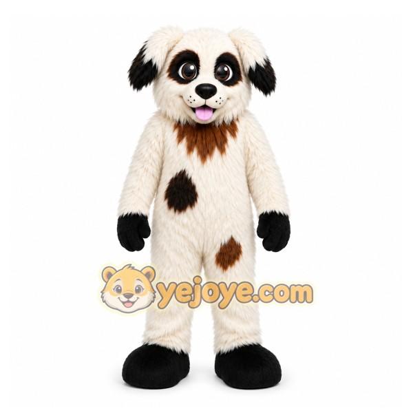 White Dog Mascot Costume with Custom Logo White Dog Mascot Costume with Custom Logo