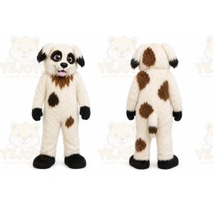 White Dog Mascot Costume with Custom Logo