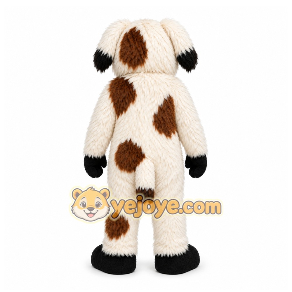 White Dog Mascot Costume with Custom Logo