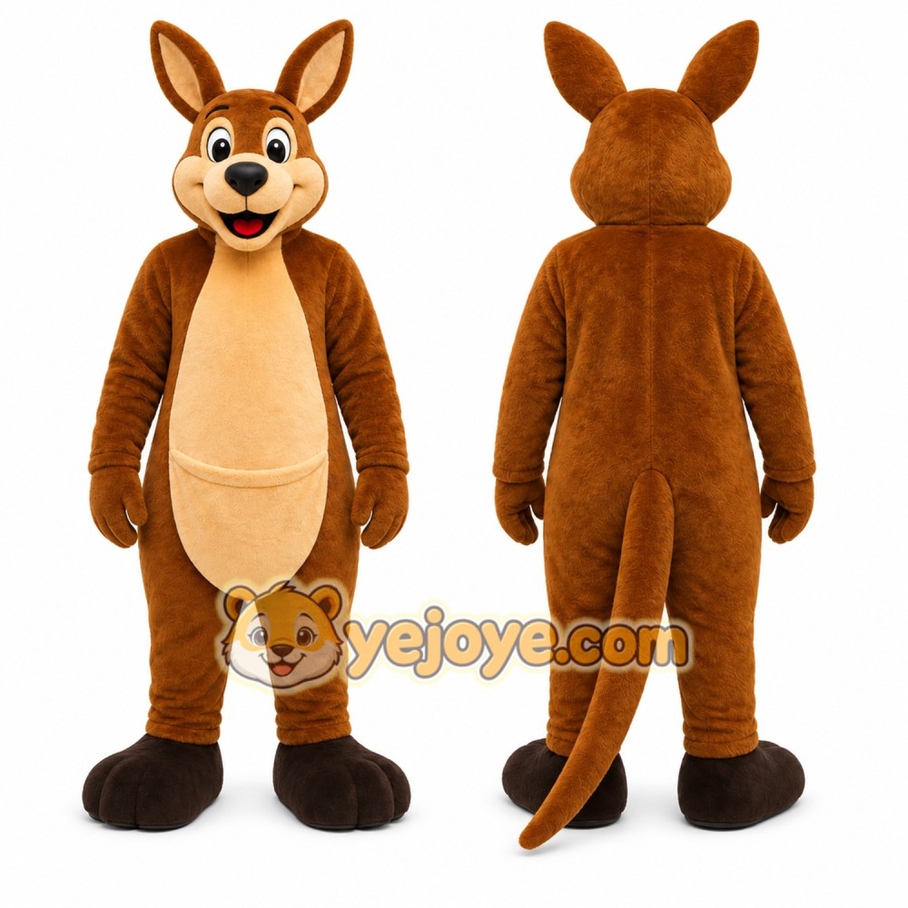 Brown Kangaroo Mascot Costume with Custom Logo Brown Kangaroo Mascot Costume with Custom Logo