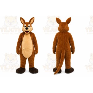 Brown Kangaroo Mascot Costume with Custom Logo