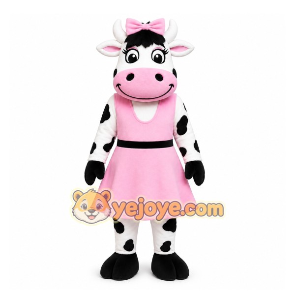 Pink Cow Mascot Costume with Custom Logo Pink Cow Mascot Costume with Custom Logo