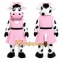 Pink Cow Mascot Costume with Custom Logo