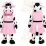 Pink Cow Mascot Costume with Custom Logo