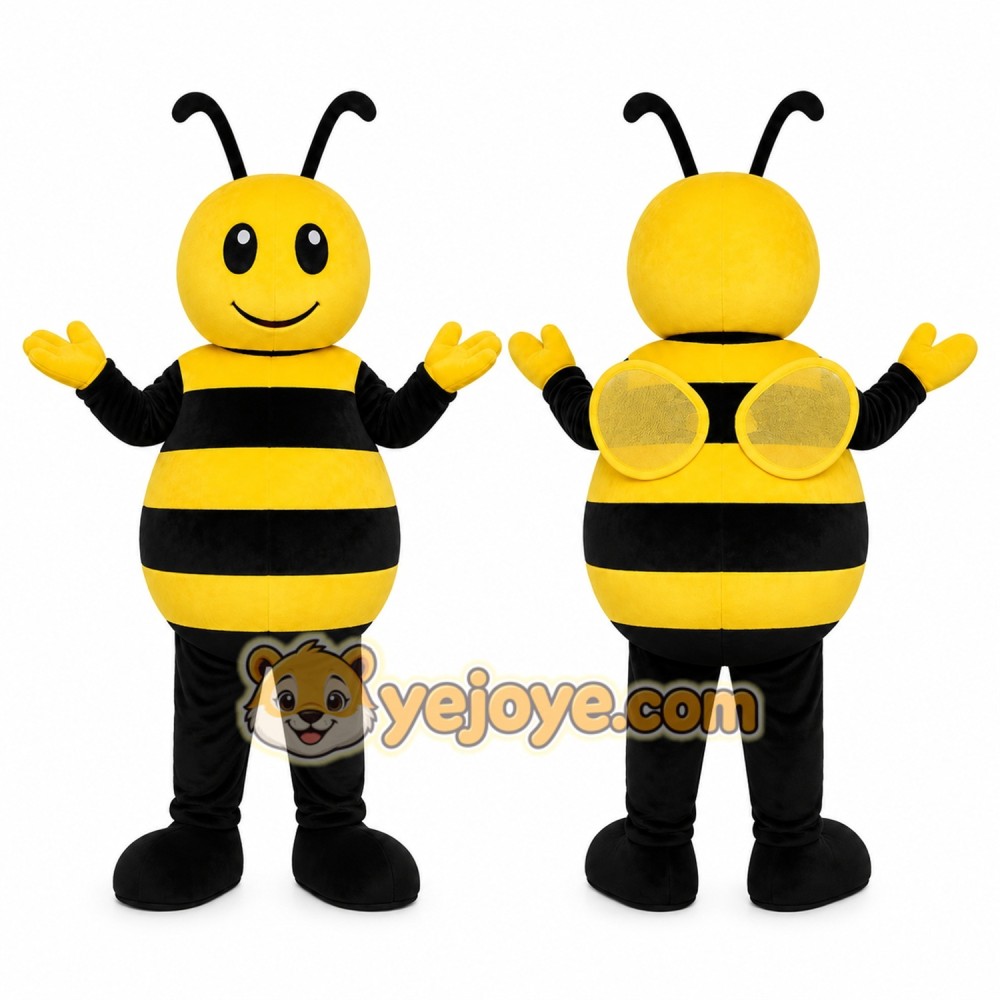 Yellow Bee Mascot Costume with Custom Logo