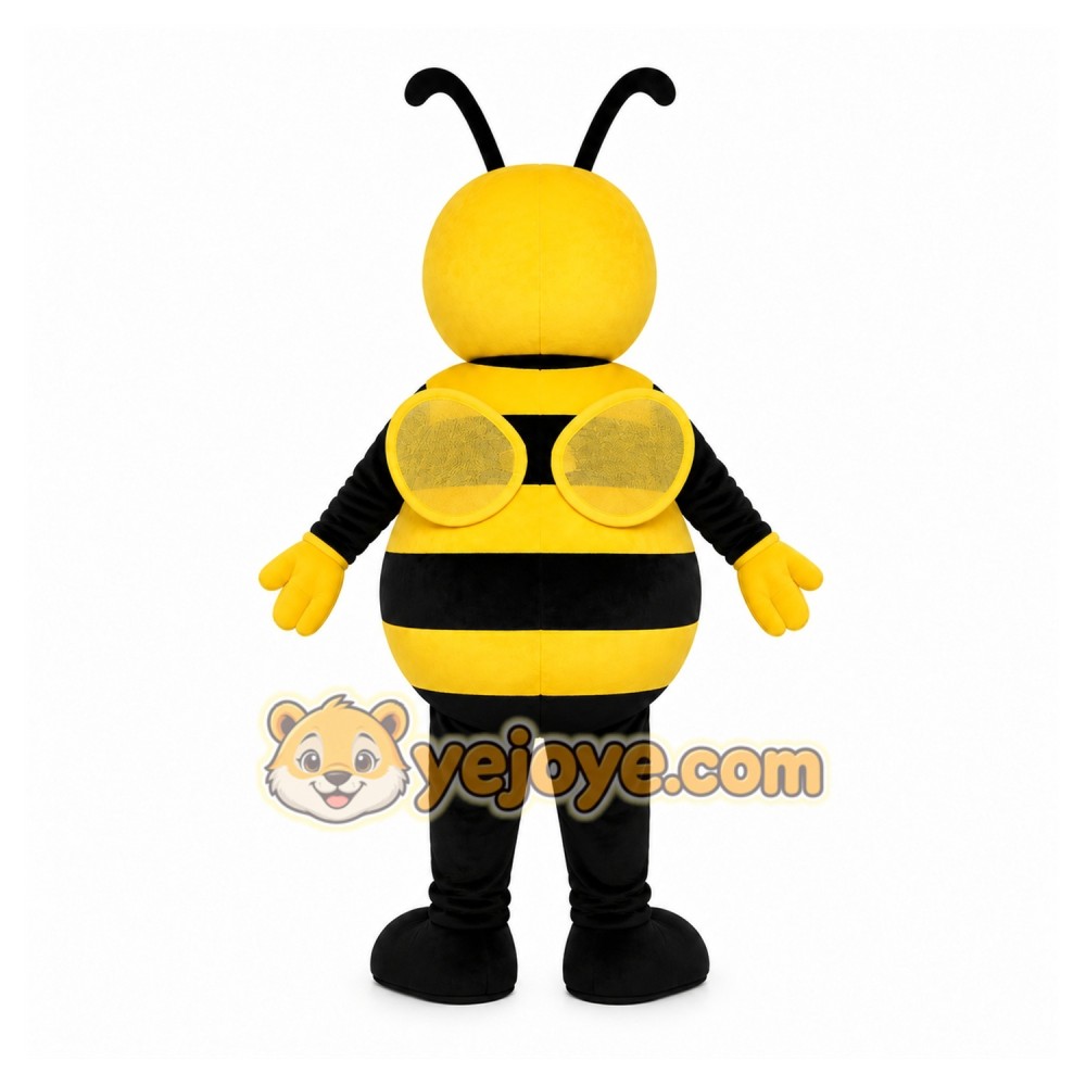 Yellow Bee Mascot Costume with Custom Logo