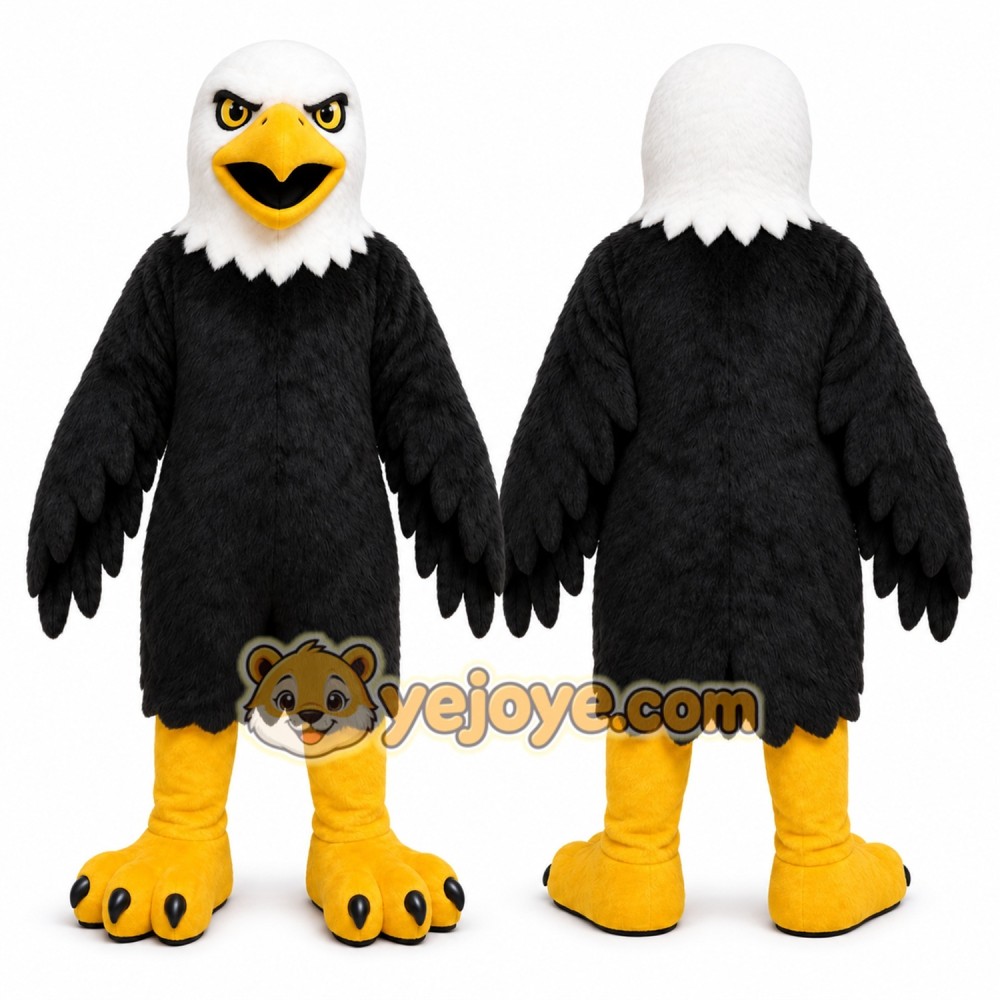 Black Eagle Mascot Costume with Custom Logo Black Eagle Mascot Costume with Custom Logo