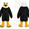 Black Eagle Mascot Costume with Custom Logo