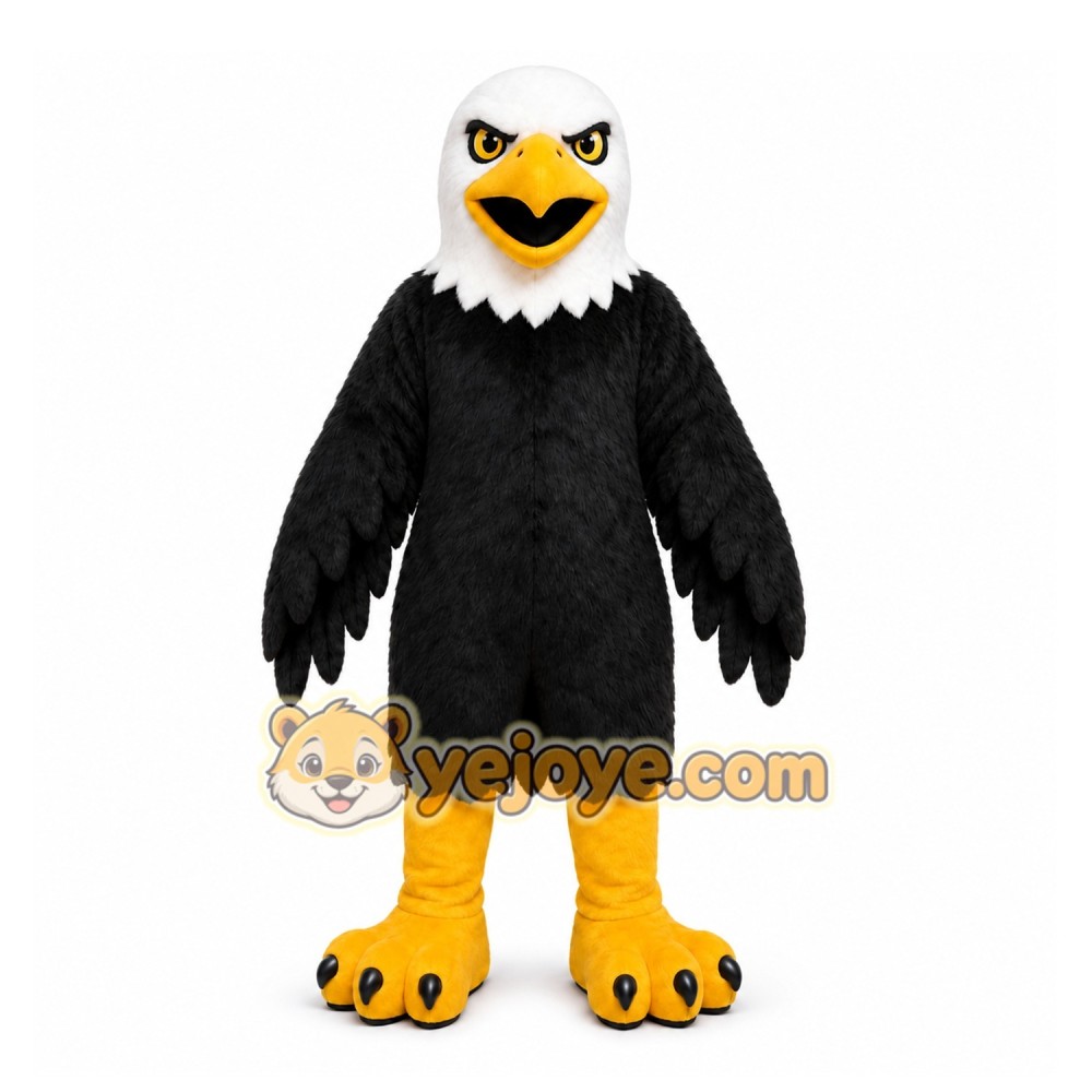 Black Eagle Mascot Costume with Custom Logo Black Eagle Mascot Costume with Custom Logo