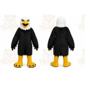 Black Eagle Mascot Costume with Custom Logo