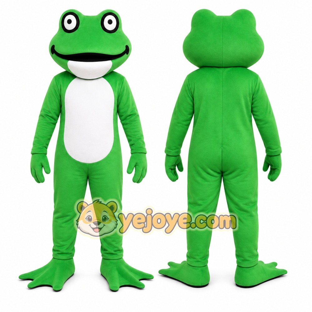 Green Frog Mascot Costume with Custom Logo Green Frog Mascot Costume with Custom Logo