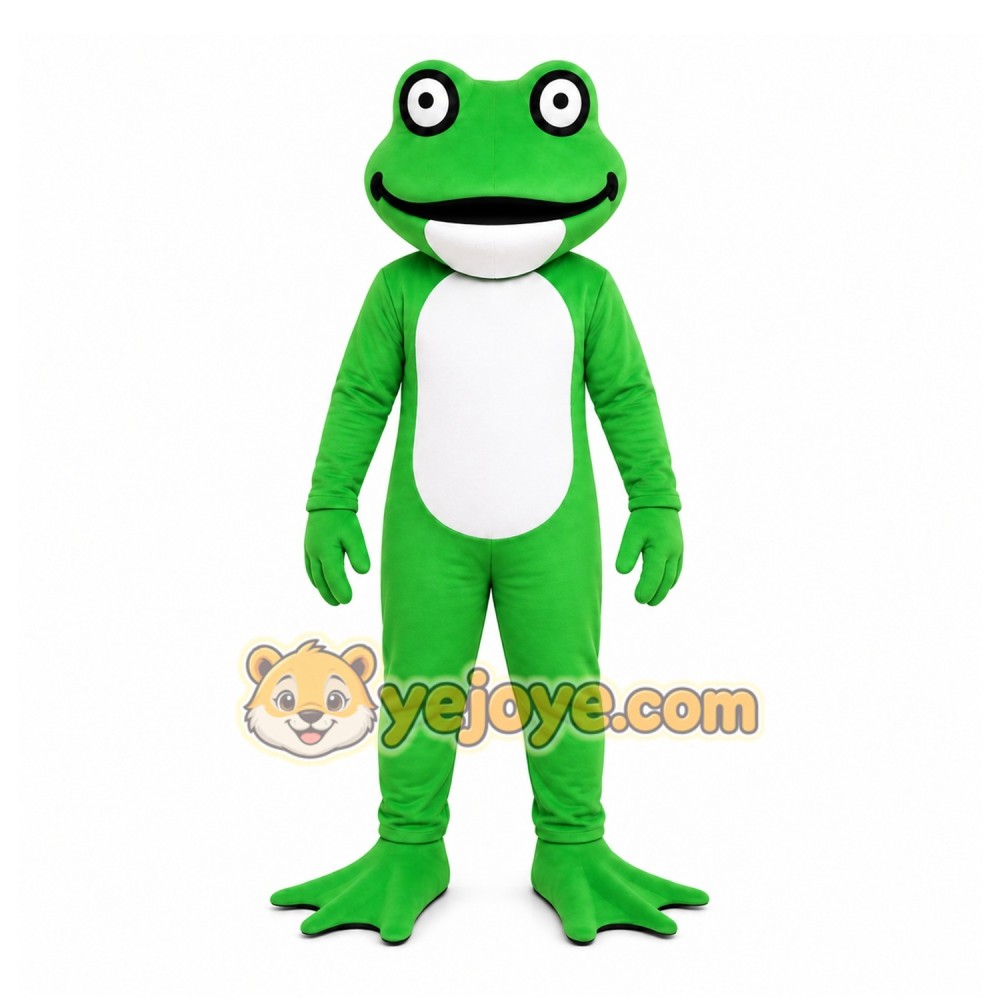 Green Frog Mascot Costume with Custom Logo Green Frog Mascot Costume with Custom Logo