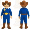 Blue Cowboy Mascot Costume with Custom Logo
