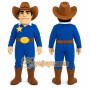 Blue Cowboy Mascot Costume with Custom Logo