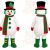 White Snowman Mascot Costume with Custom Logo