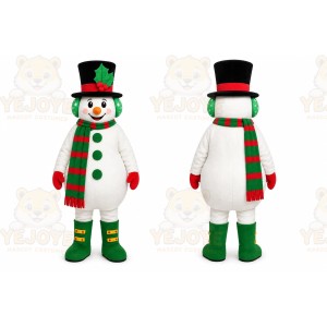 White Snowman Mascot Costume with Custom Logo