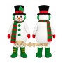 White Snowman Mascot Costume with Custom Logo