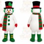 White Snowman Mascot Costume with Custom Logo