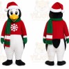 Red Penguin Mascot Costume with Custom Logo