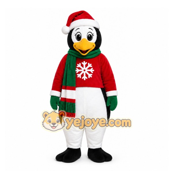 Red Penguin Mascot Costume with Custom Logo