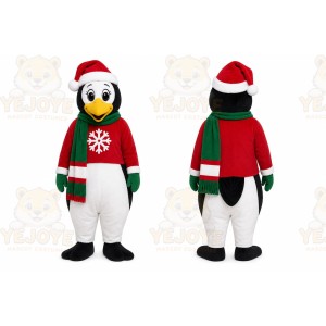 Red Penguin Mascot Costume with Custom Logo