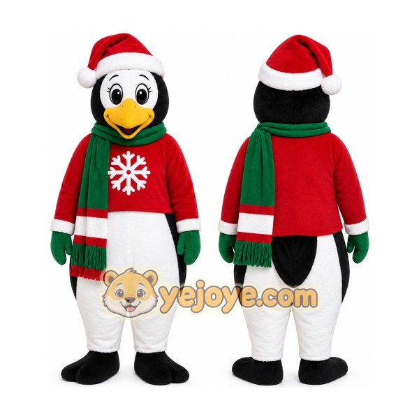 Red Penguin Mascot Costume with Custom Logo