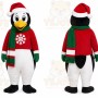 Red Penguin Mascot Costume with Custom Logo