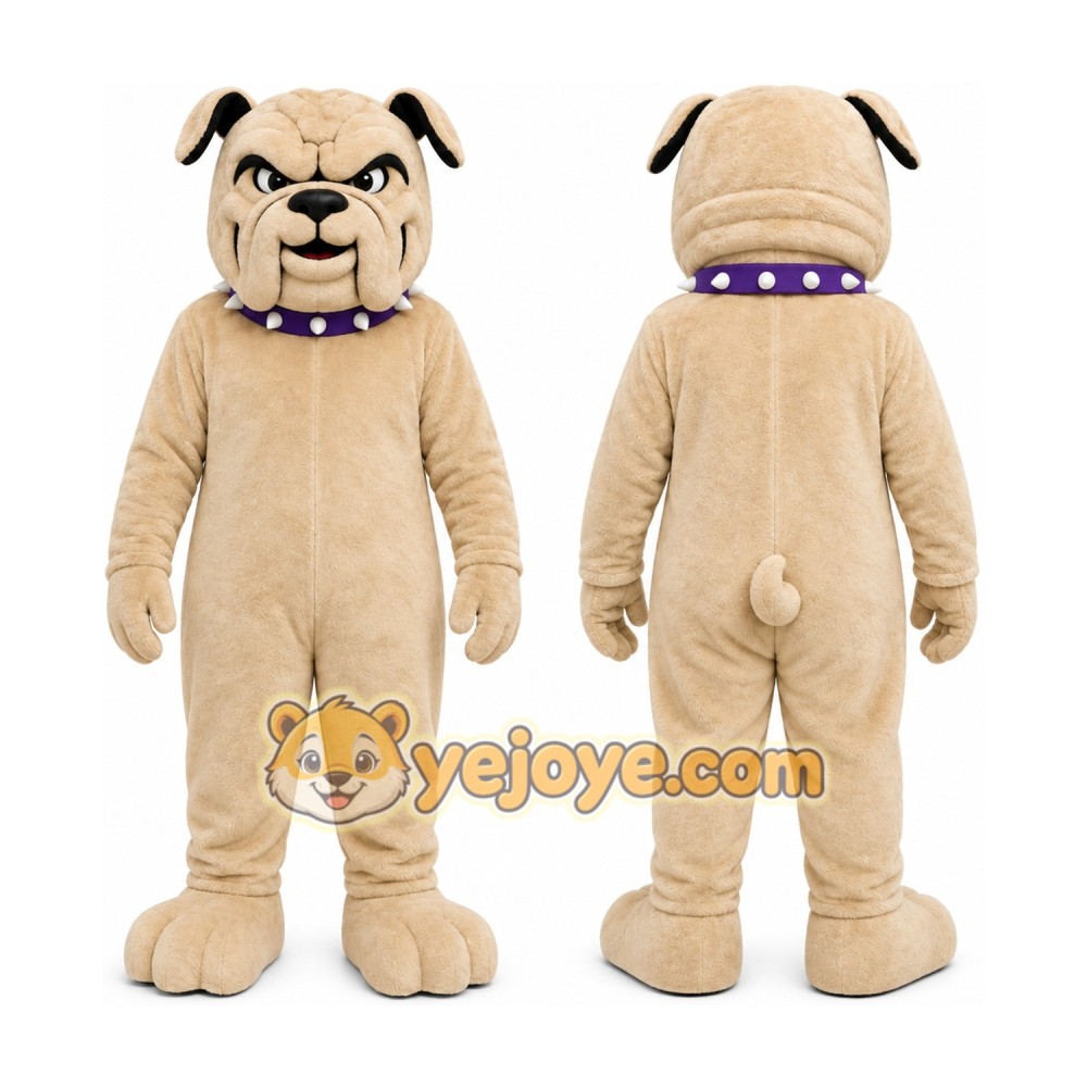 Tan Dog Mascot Costume with Custom Logo Tan Dog Mascot Costume with Custom Logo