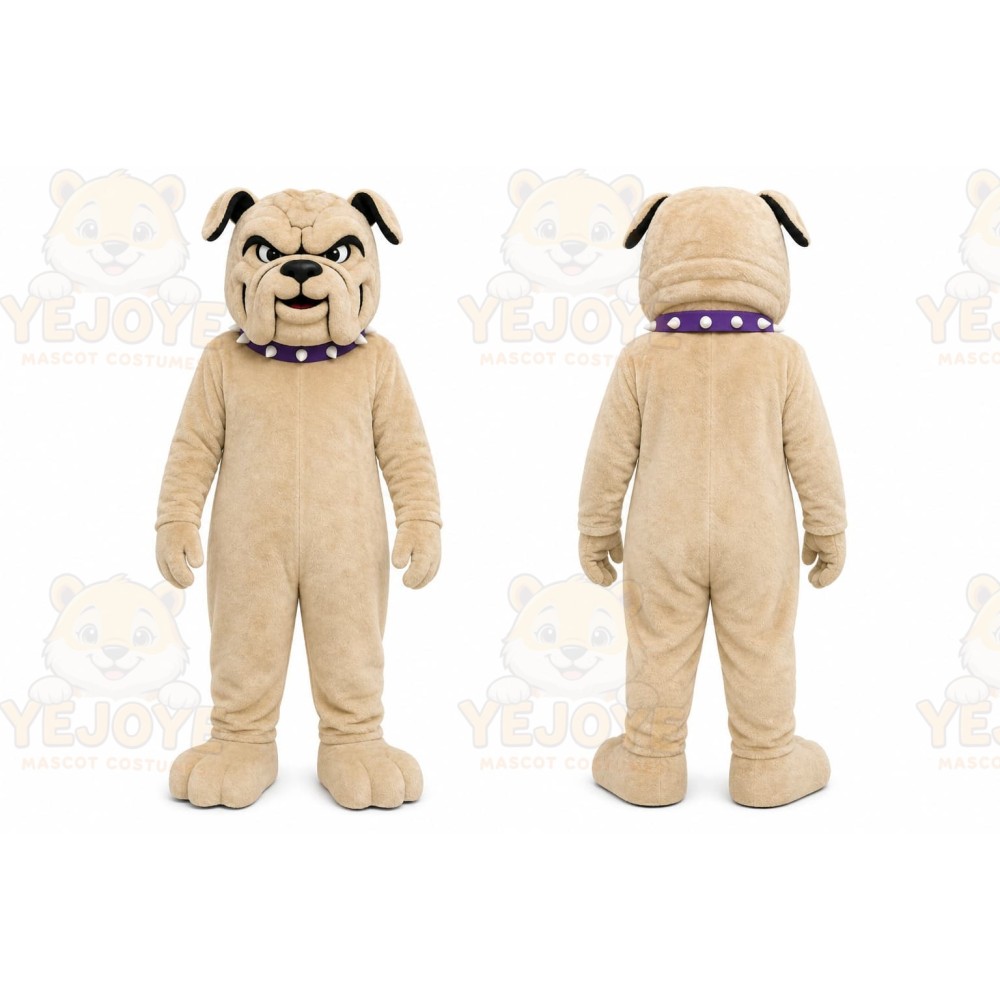 Tan Dog Mascot Costume with Custom Logo