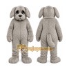 Gray Dog Mascot Costume with Custom Logo