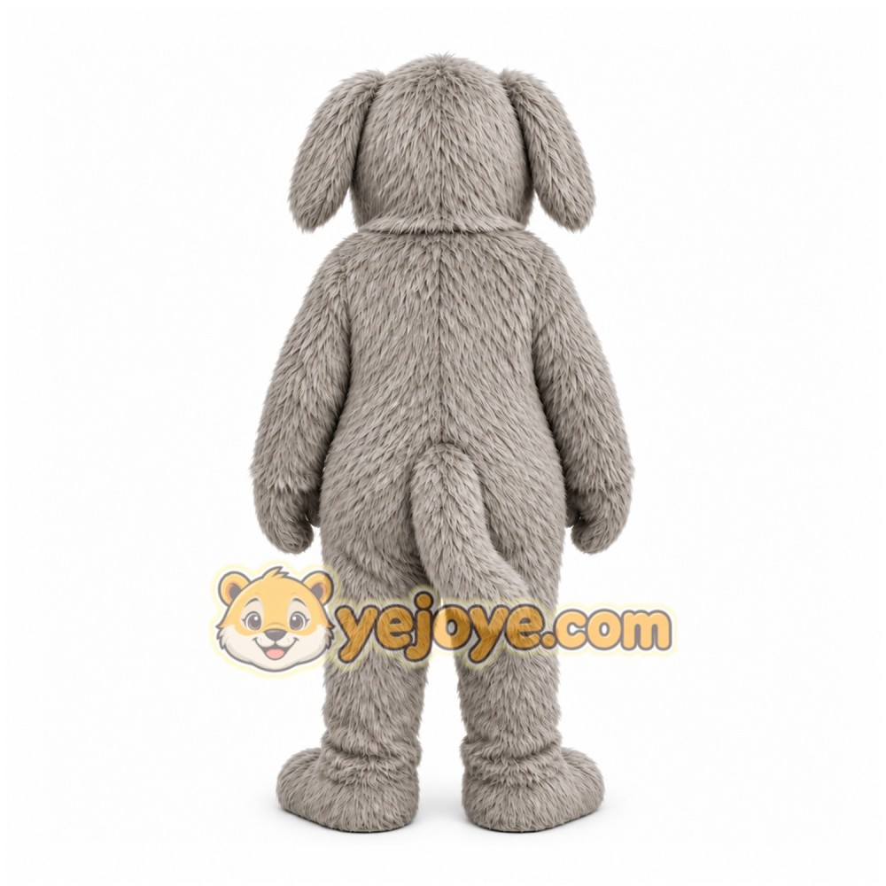 Gray Dog Mascot Costume with Custom Logo
