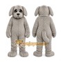 Gray Dog Mascot Costume with Custom Logo