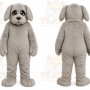 Gray Dog Mascot Costume with Custom Logo