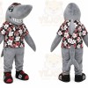Gray Shark Mascot Costume with Custom Logo