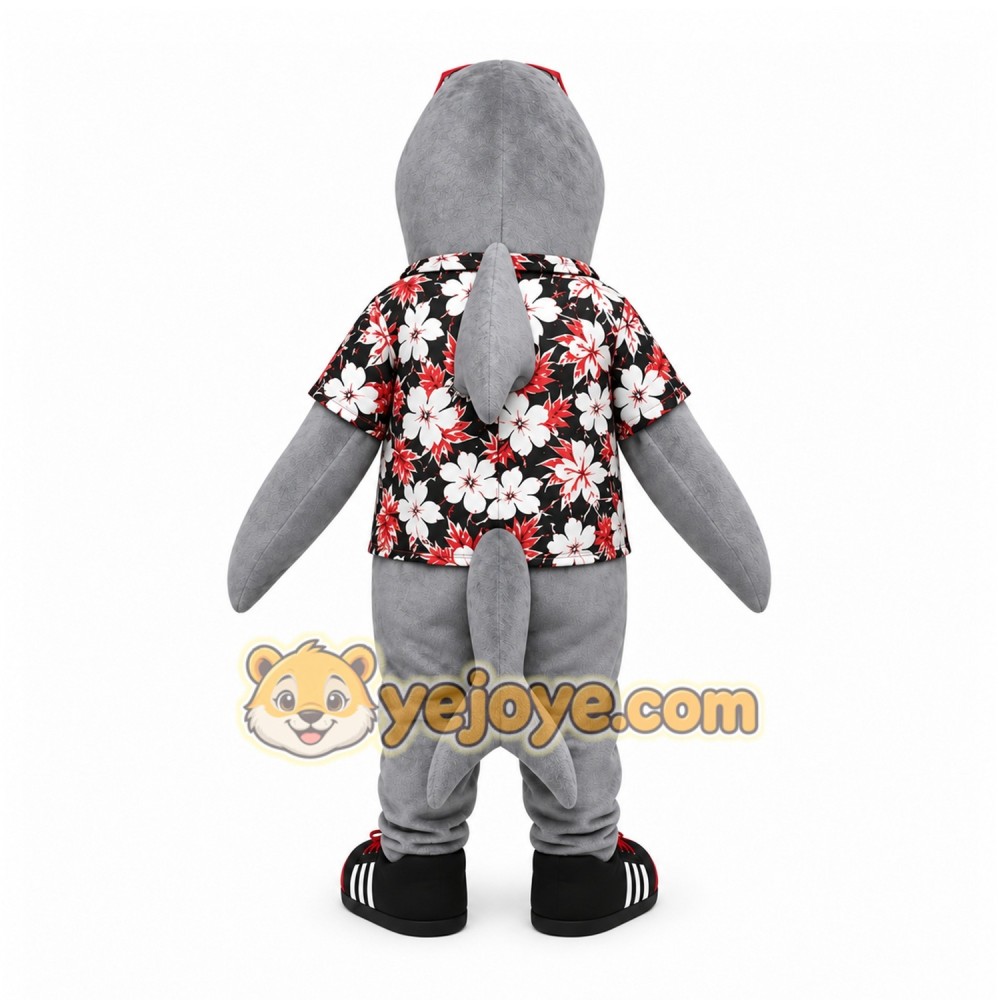 Gray Shark Mascot Costume with Custom Logo Gray Shark Mascot Costume with Custom Logo