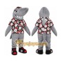 Gray Shark Mascot Costume with Custom Logo